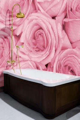 %C3%A7i%C3%A7ek+desenli+cam+mozaik+banyo+dekorasyonu Banyo Seramik Mozaik Banyo Dekorasyon Fikirleri